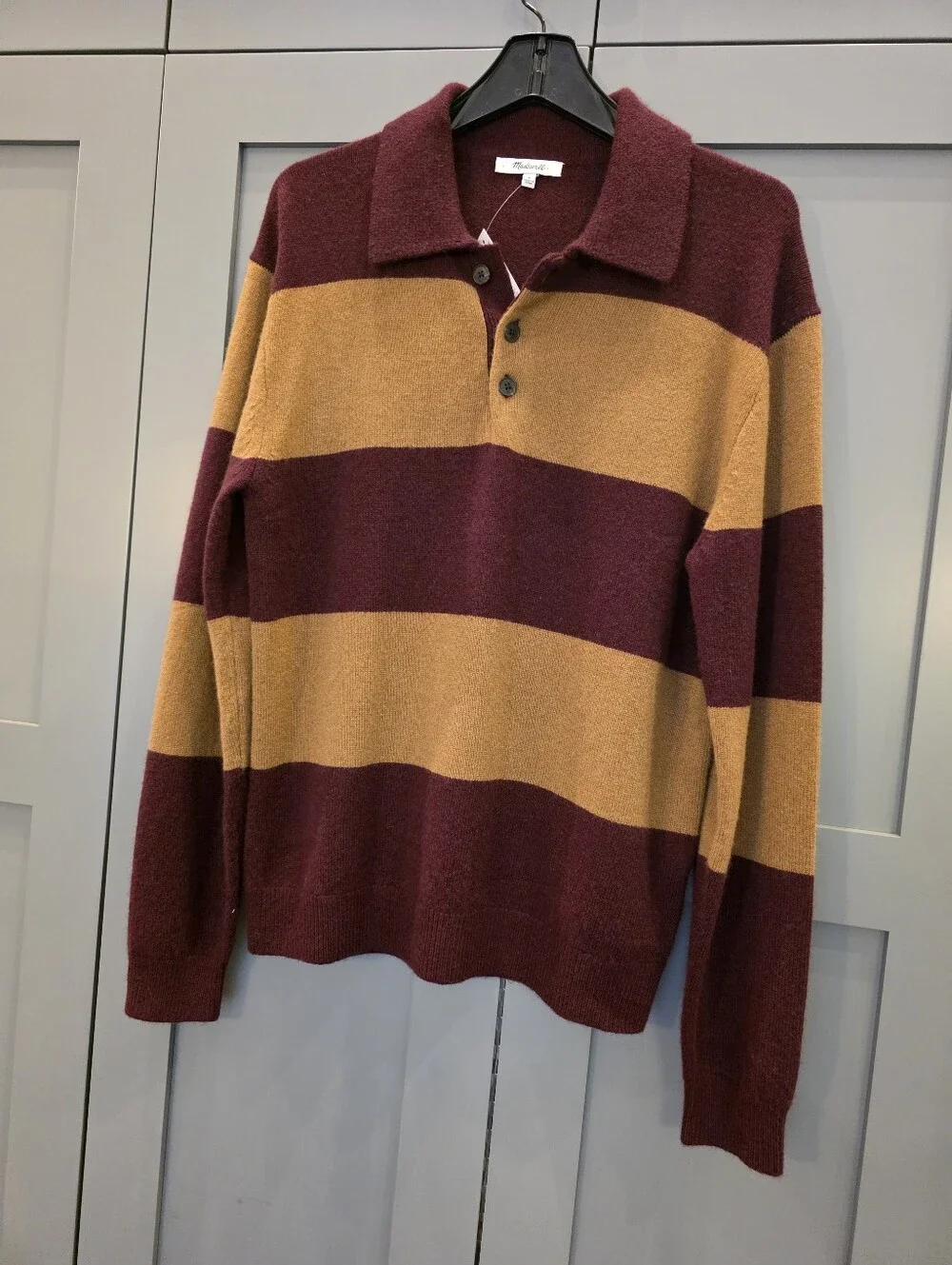 Madewell Small Rugby Sweater Wool Cashmere Polo Preppy Stripe Old Money NEW